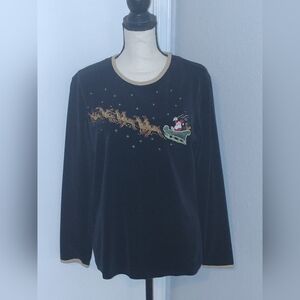 Karen Scott Black Top with Gold Accents